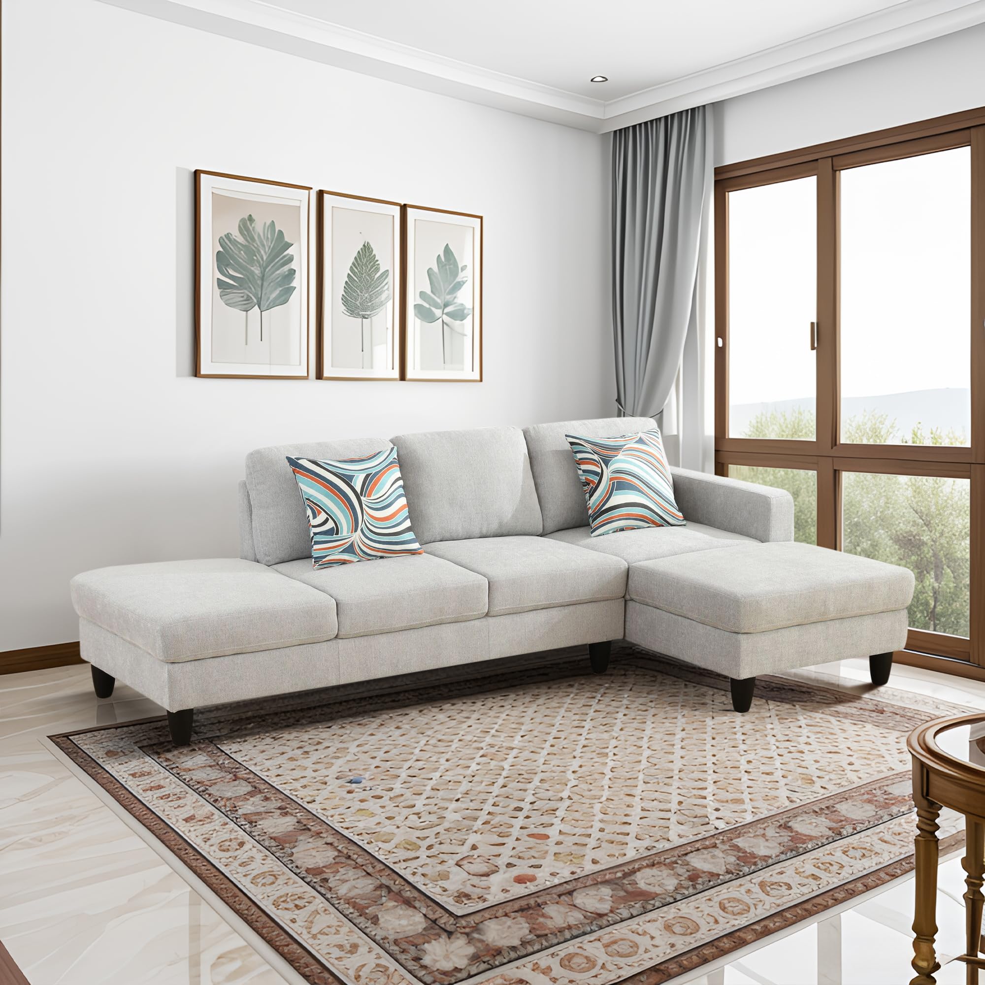 Ball & Cast Calico 4-Piece Couch Living Room Couch Set with Sofa and Loveseat,Modular L Shaped Sectional Couches w/Free Combination and Wood Frame,Furniture for Apartment,Studio,Office,Pale Green