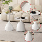 Nesting Tables, White Side Tables, Modern End Tables for Living Room Nesting Coffee Table Set of 2,Console Table Pedestal Tables