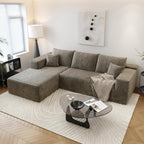 107.5" Cloud Sectional Couch with L-Shape Chaise,Modern Modular Sofa with Deep Seat, Upholstered Couches for Living Room Bedroom Apartments,No Assembly Required, (Black,Right Facing Chaise)