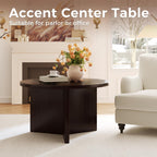 Luoxiao 27.5'' Coffee Table for Small Space, Minimalist Modern Table for Living Room, Durable & Sturdy Small Round End Table with Adjustable Feet Pads, Black