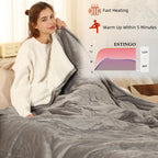 Coperta Elettrica Riscaldata Plaid con 5 Livelli di Riscaldamento e Spegnimento Automatico dopo 4 Ore, Plaid Riscaldato 50"x60" con Certificazione ETL e FCC per Casa e Ufficio, Lavabile in Lavatrice, Grigio Scuro