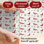 Komplet pościeli King Christmas Tree - Świąteczny wzór Xmas na lnie - Głębokie kieszenie - Dopasowany krój - 4 części - Bez zagnieceń - Wygodna i chłodząca świąteczna pościel zimowa - Łatwa w pielęgnacji - Przyjazna dzieciom