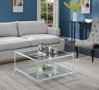 Convenience Concepts Royal Crest Square Coffee Table, Clear Glass / Chrome Frame