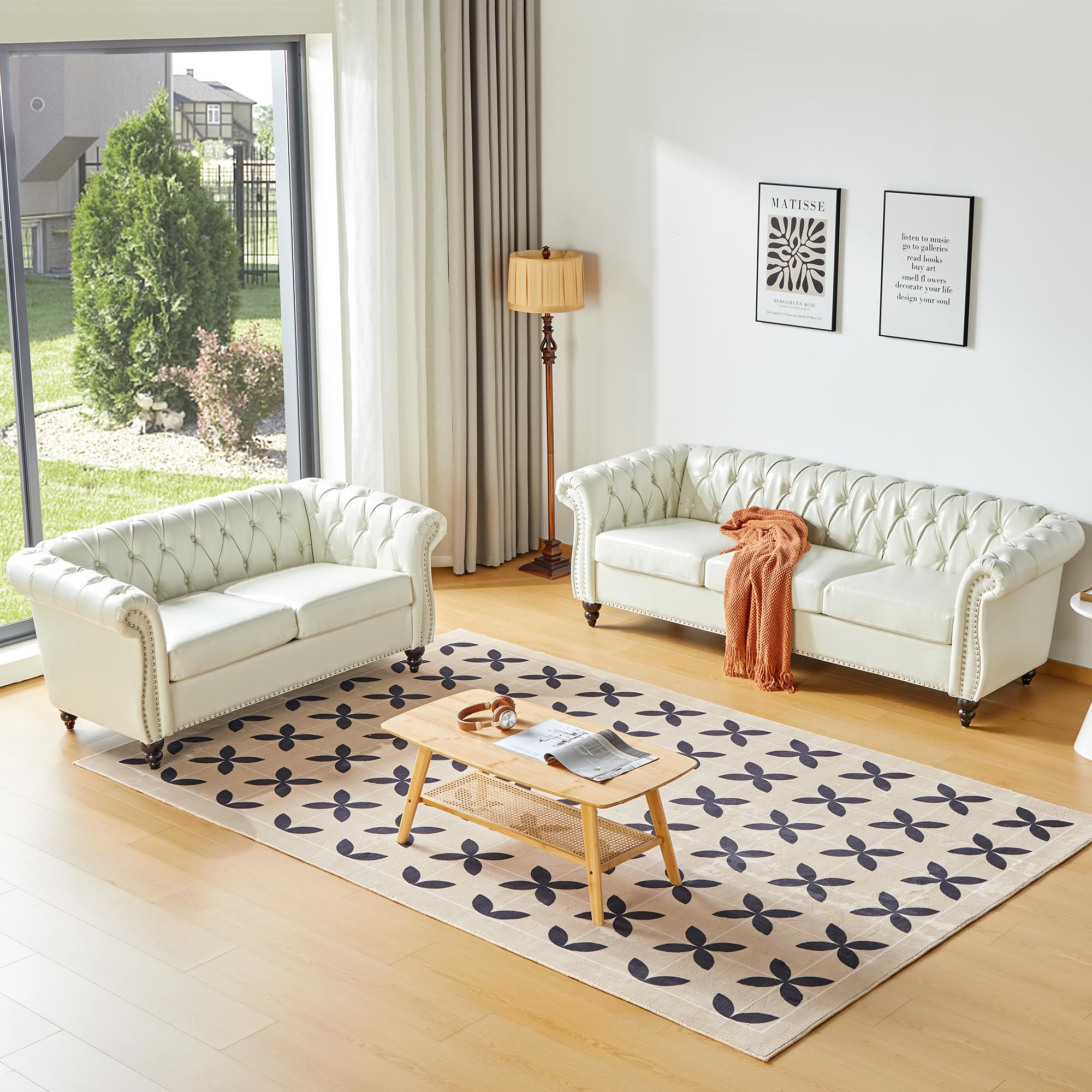 AVZEAR 3-Piece Living Room Sectional Sofa Set, Green Velvet Couch Upholstered Sofa Modern Sofa Couches Set Style Button Tufted, Velvet Chesterfield Sofa for Living Room Apartment, 1+2+3 Seat Green