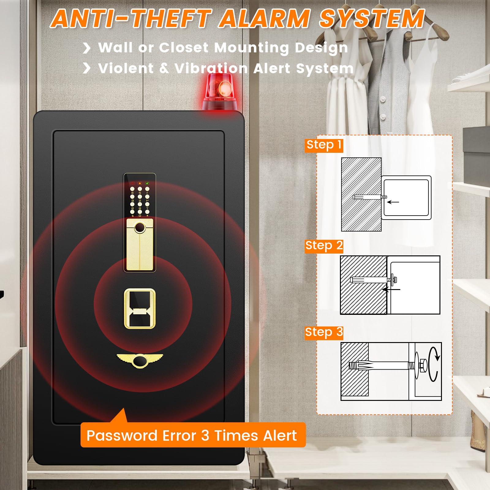 8.0 Cuft Extra Large Heavy Duty Home Safe Fireproof Waterproof, Anti-theft Home Security Safe Box with Fireproof Waterproof Bag and Electronic Keypad, Large Digital Safe for Home Business Office