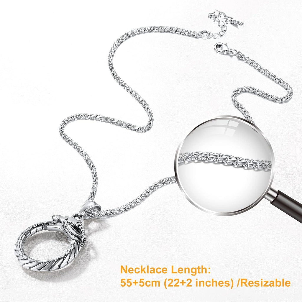 U7 Punk Chameleon/Eagle/Dragon/Hawk/Wolf Necklaces for Men Women, Retro Black Stainless Steel Animal Pendant Personalized Jewelry Gift Cool Necklace with 22 Inch Chain