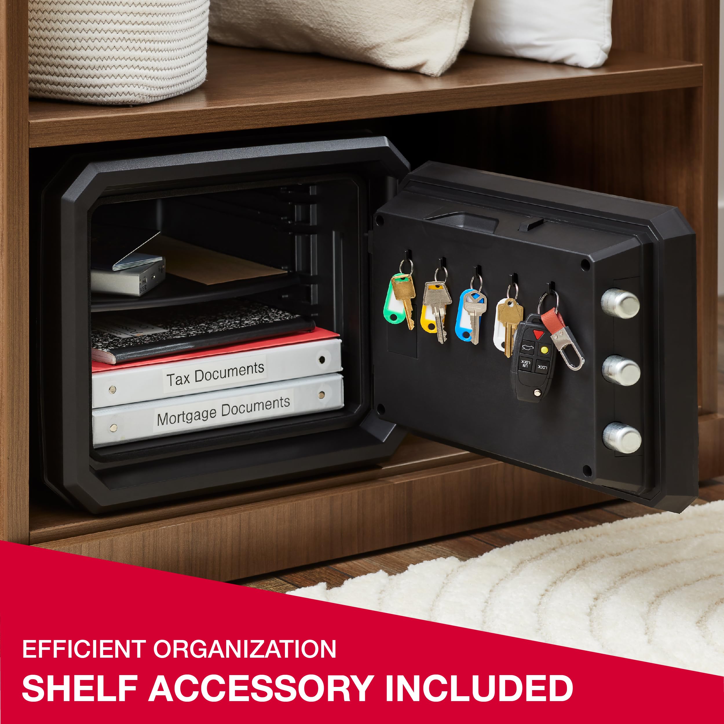 SentrySafe Fireproof and Waterproof Large Safe with Digital Keypad, Override Key, and Adjustable Shelf for Home, Dorm, or Office, 0.81 Cubic Feet, FPW082HSB