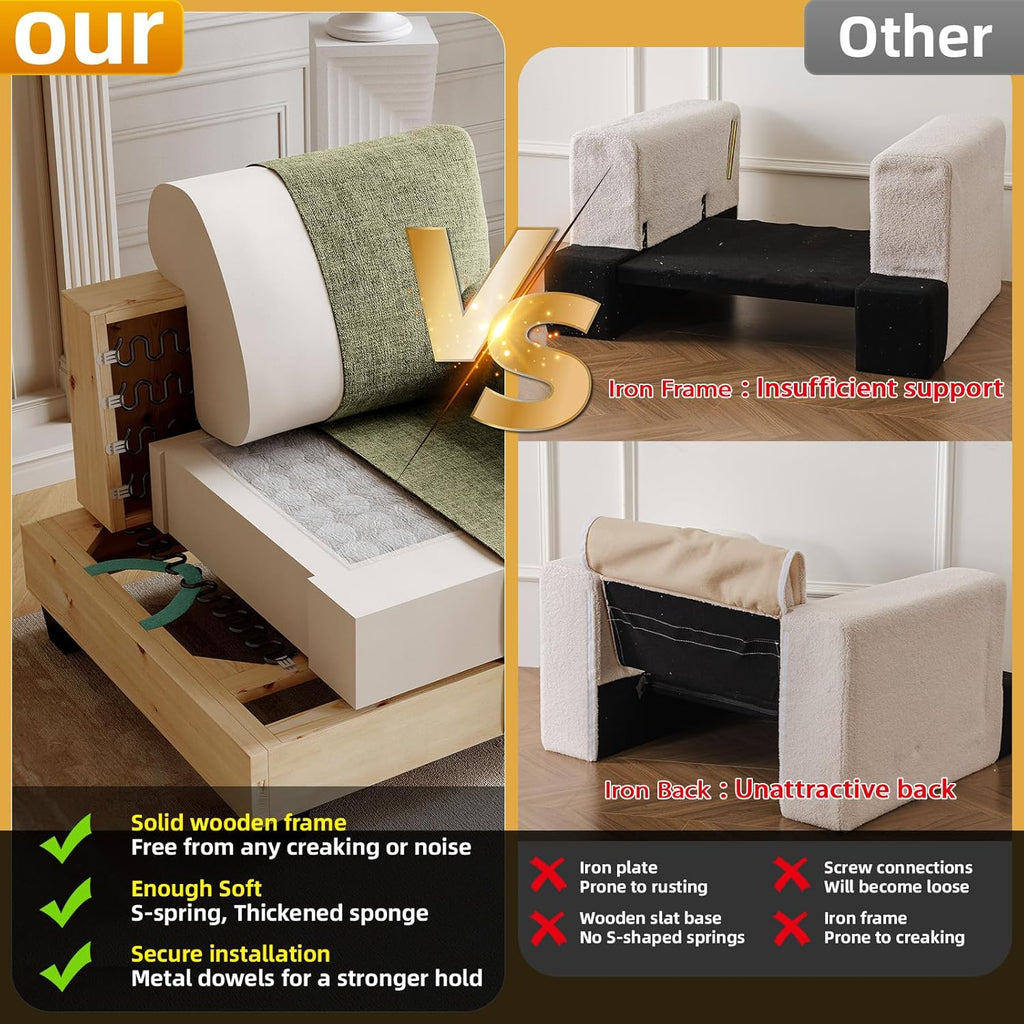 85'' L Shaped Couch with Armrest Organizer,Comfy 3 Seats Sofa with Thick Cushion,Chenille Sectional Couches for Living Room,Bedroom,Apartment,Sofa Set with Oversized Chair,Home Furniture,Green