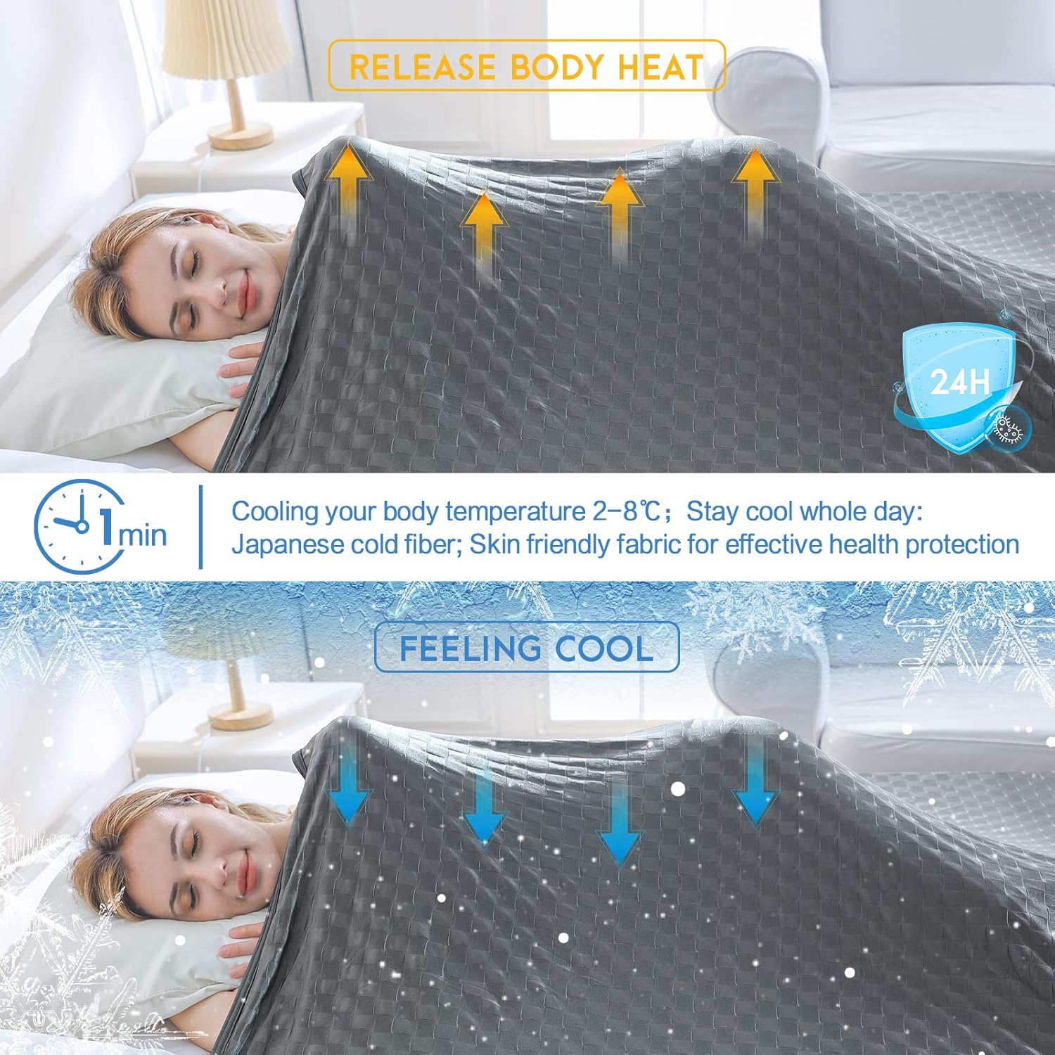 AmyHomie Cooling Blanket,90"x90"Queen Size,Summer Blankets with Double Sided Cold Effect, Arc-Chill Q-Max>0.5 Cool Fiber, Breathable Lightweight Blankets for Hot Sleepers Night Sweats