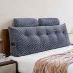 EUHAMS Wedge Headboard Pillow - Bed Wedge Pillow for Headboard Triangular Headboard Pillow with Neck Roll Pillow-Large Bolster for Sitting in Bed Backrest Positioning Support (Grey,59x8x20 Inches) - Grand Goldman
