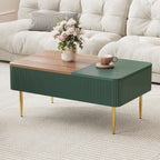 HLR 39" Lift Top Coffee Table with Hidden Storage Compartment, Modern Rising Wood Dining Center Table with Drawer for Small Space, Living Room, Office, Green