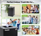 Alpine Commercial Indoor Recycle Bin - 29 Gallon Modern Looking Black Recycle Bin, Office Recycling Bins, Metal Trash and Recycling Container with Stickers & 3 Optional Lids (lid Sold Separately)