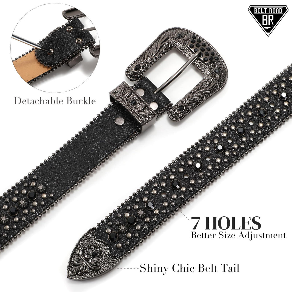 BELTROAD Rhinestone Goth Bling Belts for Women and Men Western Cowboy Cowgirl Belt for Jeans