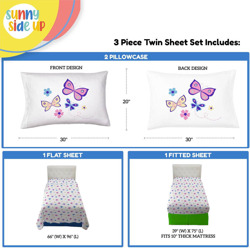 Sunny Side Up Minecraft Creeper & Animals Twin Sheet Set - 3 Piece Kids Bedding Set Includes Pillow Cover - Super Soft Microfiber Sheets