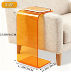 Acrylic End Table, C-Shape Acrylic Side Table Small Simple Clear Side Table Modern Coffee Tables for Living Room, Bedroom | 25.6" L X 11.8" W X 11.8" H