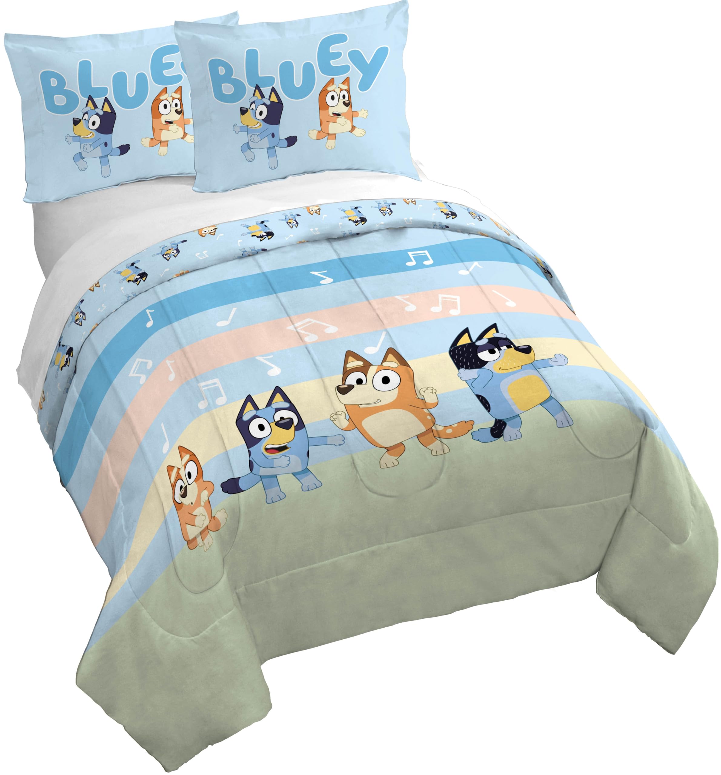 Jay Franco Kids Duvet Cover Set – 3 Piece Super Soft Bedding with Sham Pillowcase, Cover ONLY Comforter Not Included, Blue - Minecraft, Full