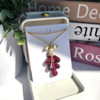 RainDesigns Custom Pomegranate Seed Necklace Make Your Own Gold Leaf Pomegranate Seed Fruit Necklace Handmade Personalized 14K Gold Plated DIY Gift For Women Girl