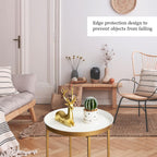 danpinera Gold Side Table, Metal Folding Black Side Table Small Round Circle End Table with Tray Top Waterproof Black Nightstand for Bedroom Living Room Small Spaces 25.75 Inch