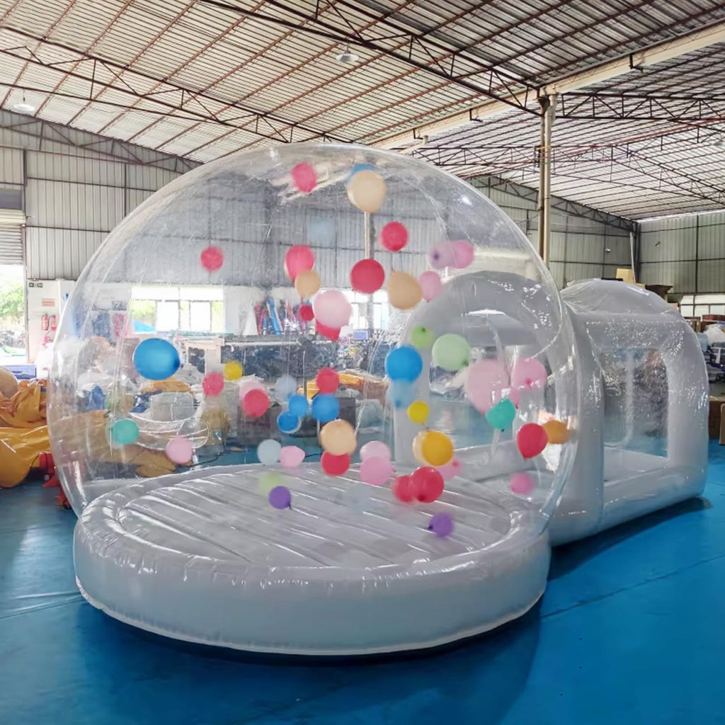 10FT Inflatable Bubble House with Bounce Jumping Area Commercial Grade PVC Bounce House, Bubble Balloon House for Kids,Toddler with Blower & Pumb & 50Pcs Balloons
