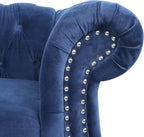 LEVNARY Three-Seat Velvet Sofa, Large Sofa Classic Tufted Chesterfield Settee Modern 3 Seater Couch Furniture Tufted Back for Living Room, Blue