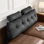 Z-hom Queen Pillow Headboard with 2 Roll Pillow, Triangular Wedge Headboard Pillow, Large Reading Pillow Bed Reading Pillow for Bed Sitting Up Sleeping, Backrest Pillow for Back Pain Relief, Grey