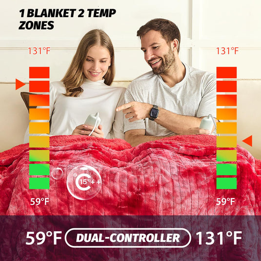 OCTROT Heated Blanket Electric Throw - Fleece Sherpa Heating Blanket for Sofa, Faux Fur Warm Heater Lap Blankets with 5-Position Timer 10-Heating Levels ETL&FCC Certification, for Adults