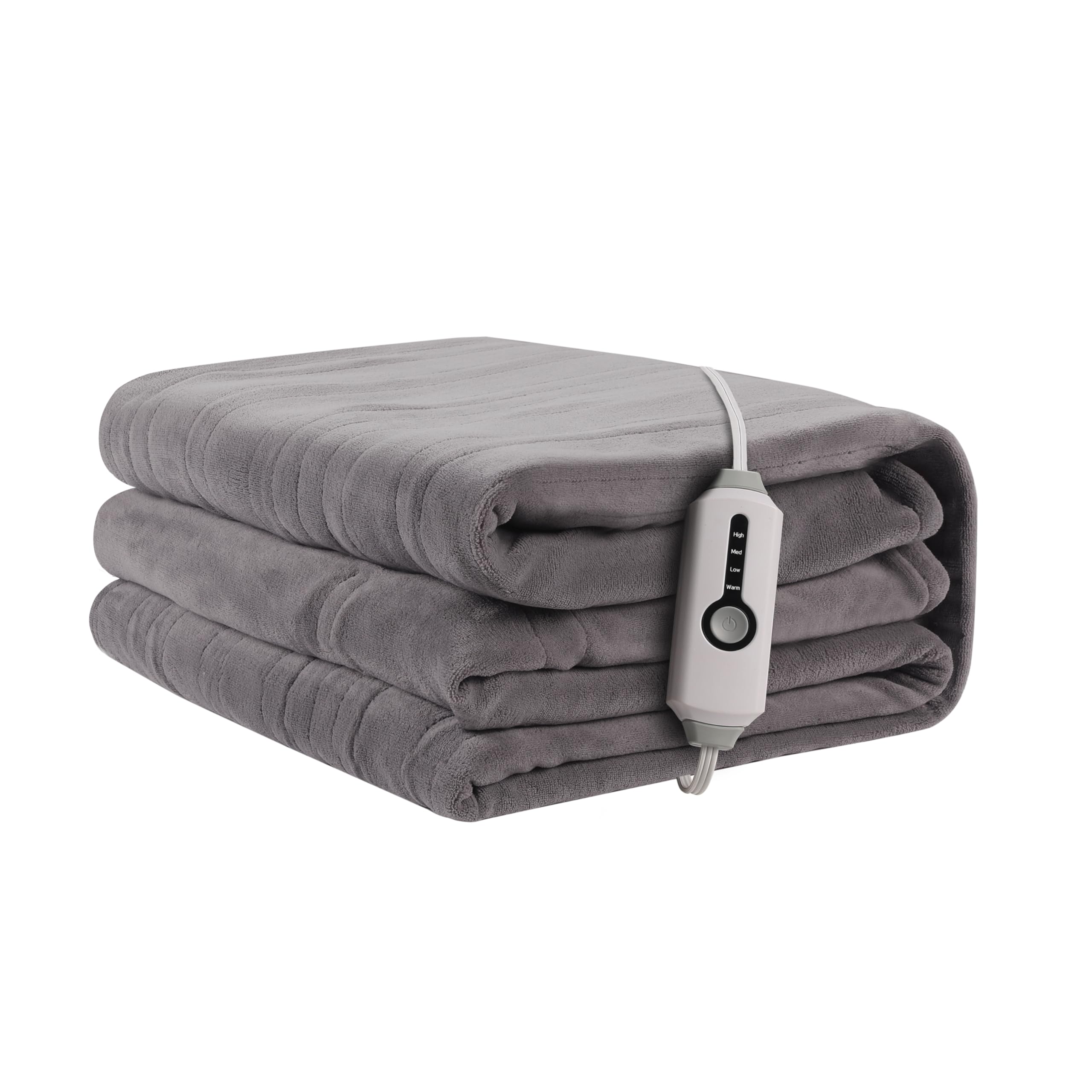 Coperta Elettrica Riscaldata 72"x84" Taglia Completa, Morbido Pile di Corallo con 4 Livelli di Riscaldamento e Spegnimento Automatico dopo 10 Ore, Lavabile in Lavatrice, Tessuto Morbido e Accogliente per la Casa, Grigio Scuro