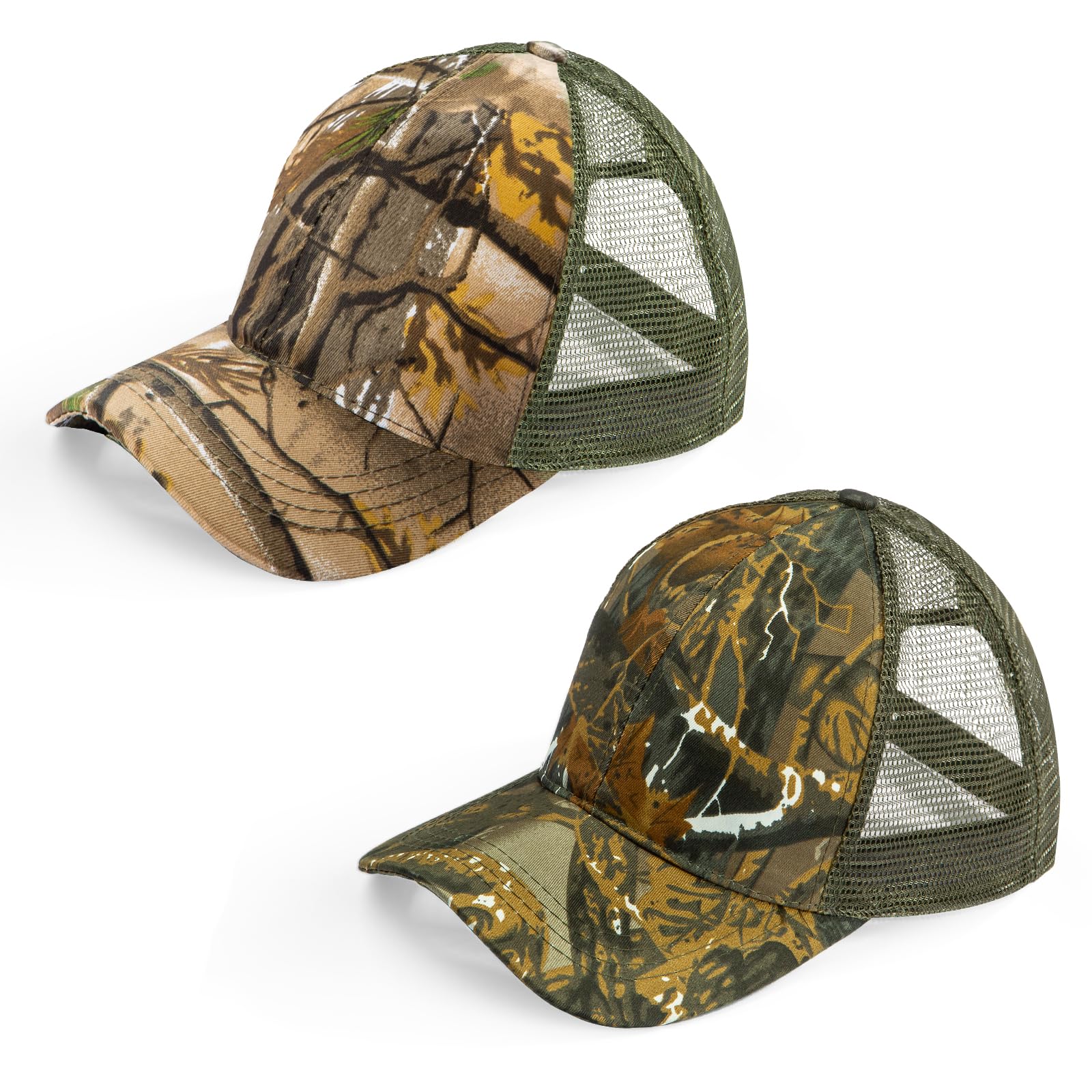 Seaponer Herre Camouflage Jagt Hat, Åndbar Mesh, 2 stk