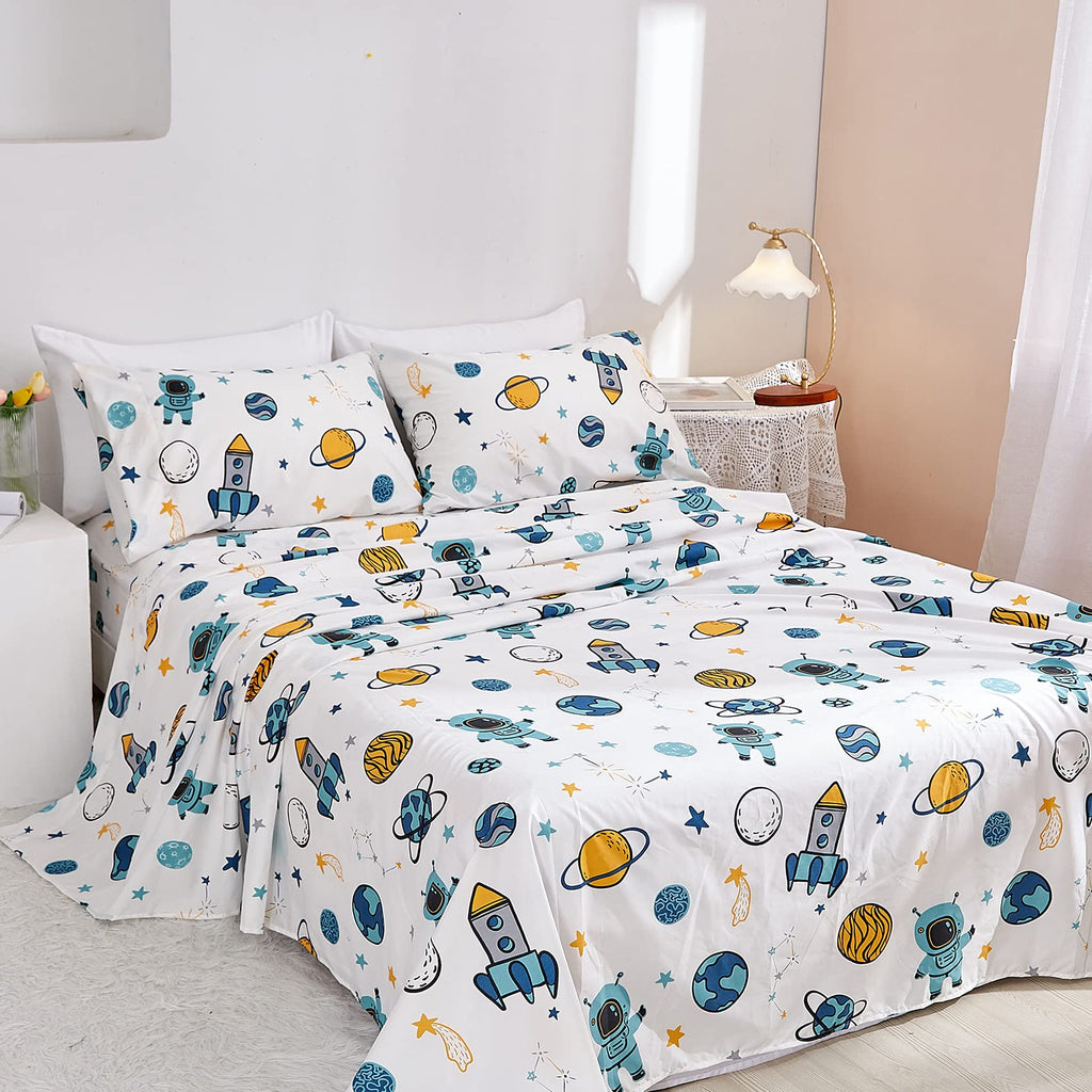 ست ملحفه کودکان یونیکورن صورتی JSD، سایز تویین، ۳ تکه، ملحفه‌های رختخواب میکروفایبر چاپ شده با طرح رنگین کمان برای دختران، جیب عمیق