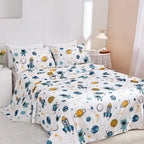 ست ملحفه کودکان یونیکورن صورتی JSD، سایز تویین، ۳ تکه، ملحفه‌های رختخواب میکروفایبر چاپ شده با طرح رنگین کمان برای دختران، جیب عمیق