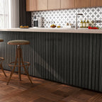 FunStick Black Slats Wood Wallpaper Peel and Stick Wood Contact Paper for Cabinets Peel & Stick Wood Slats Wallpaper for Wall Decor Waterproof Removable Wood Wallpaper for Bedroom Countertops 12"x200"