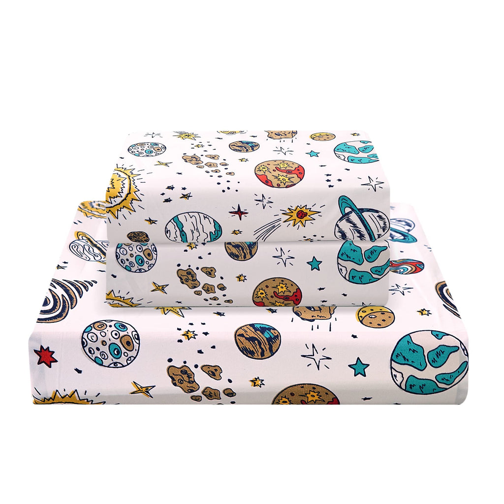 ست ملحفه کودکان یونیکورن صورتی JSD، سایز تویین، ۳ تکه، ملحفه‌های رختخواب میکروفایبر چاپ شده با طرح رنگین کمان برای دختران، جیب عمیق