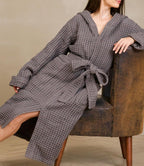 Luxury Hotel & Spa Silk-infused Japanese Cotton Waffle Unisex Hooded Bathrobe