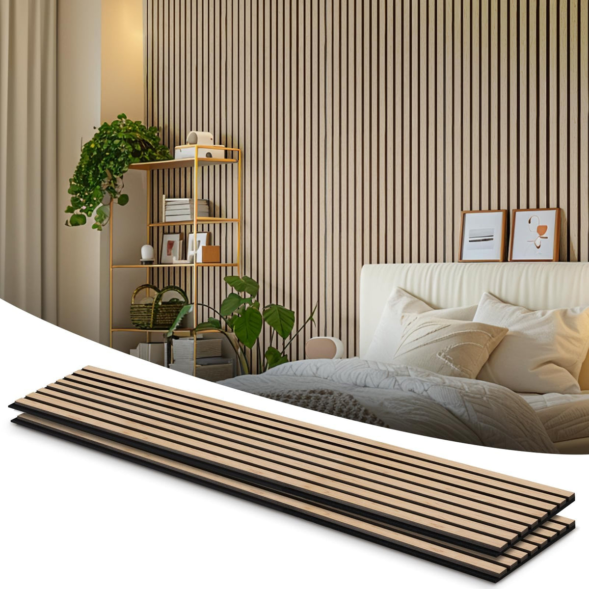 Wood Panels for Wall, Wood Wall Panels, Kuchoow Soundproof Wall Panels, 2 Pack 94.5"x12.6" Acoustic Wood Slat Wall Panels, Wall Wood Panels, Sound Dampening Panels, Natural Light Oak