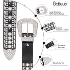 Balteus Women Rhinestone Belt Western Style Cowgirl Cowboy Belt with Studded Diamonds for Jeans Dress Eye-catching