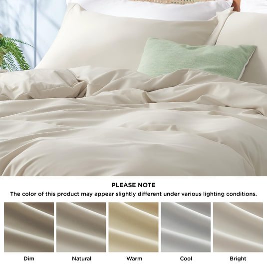 Bedsure Grey Duvet Cover Queen Size - Polyester & Rayon Derived from Bamboo Cooling Queen Duvet Cover Set, 3 Pieces, 1 Zipper Closure Duvet Cover (90"x90") & 2 Pillow Shams, Comforter Sold Separately