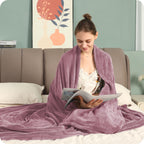 Couverture chauffante électrique DUODUO 72"x84" en polaire corail chaude avec 4 réglages de chaleur et arrêt automatique de 10 heures Protection contre la surchauffe - Gris 