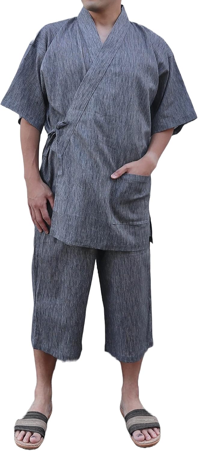 Japan Cool Jinbei Yukata Men's Half-Sleeved Japan Cotton top and Bottom