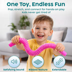 BUNMO Easter Basket Stuffers for Toddler - Pop Tubes - Sensory Fidget Toys - Creative Learning - Hours of Fun for Kids - Easter Toys - Tons of Ways to Play - Non-Mouthable 3+ - 4 Pack Large