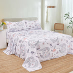 ست ملحفه کودکان یونیکورن صورتی JSD، سایز تویین، ۳ تکه، ملحفه‌های رختخواب میکروفایبر چاپ شده با طرح رنگین کمان برای دختران، جیب عمیق