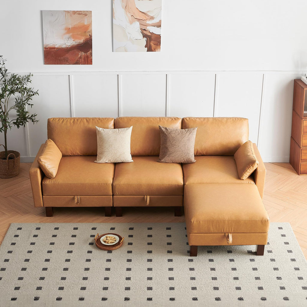 Large Modular Sofa, 248'' Sectional Sofa, Living Room Couch Sets with Storage, 16 Seats Big Couch for House, Office,Villa, Tan