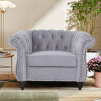 Home Sofa Living Room Furniture, 3 Seater 84" Velvet Upholstered Couch, Mid Century Modern Comfy Couch with Cushions, Classic Tufted Chesterfield Couches for Bedroom, Office, Apartment (Orange)