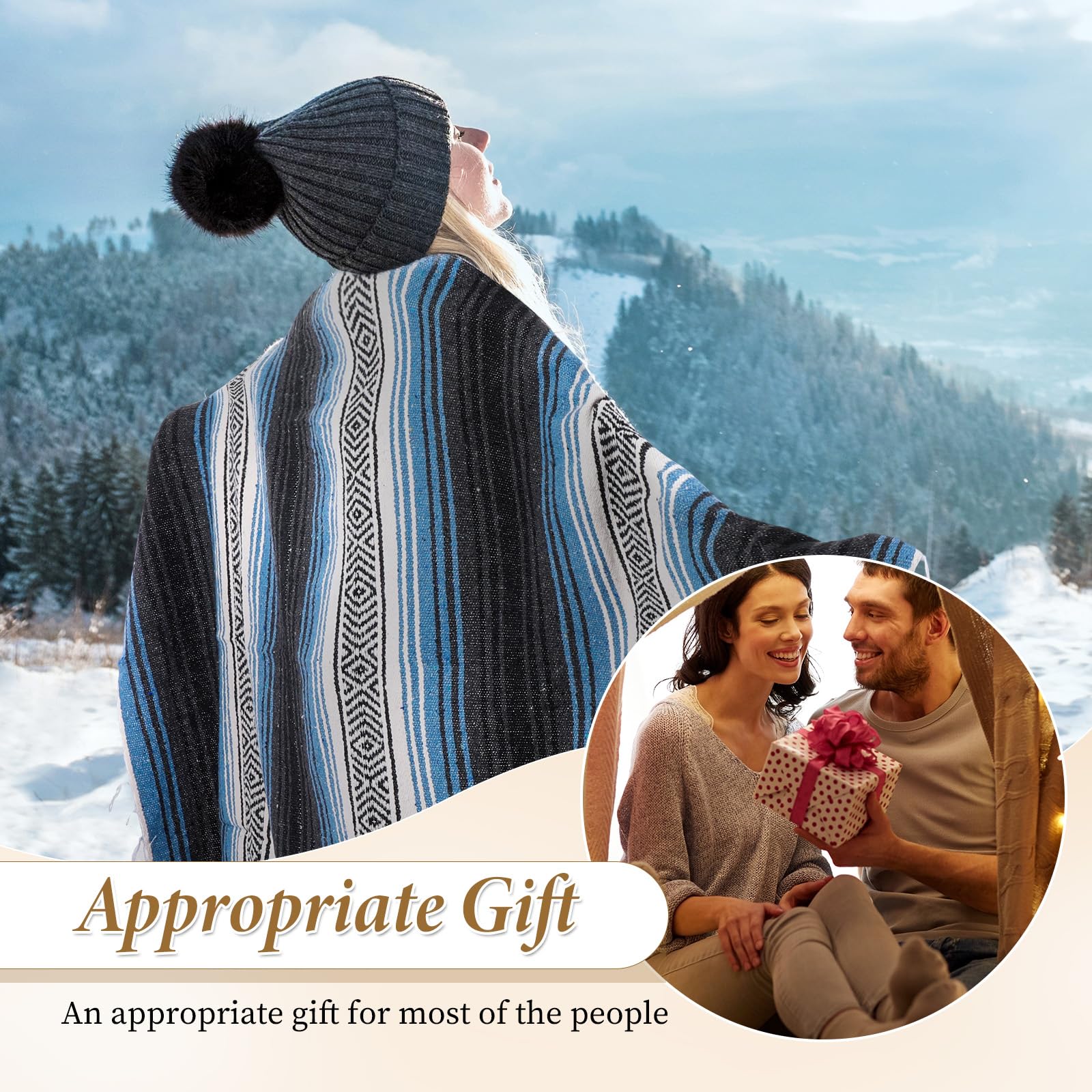 Preboun 10 Stück Mexikanische Decke im Großpack, authentisch gewebte Yoga-Decke, große Picknick- und Campingdecke, bunter gestreifter Serape für Strand, Outdoor, Gras, Auto, Zuhause (gemischte Farben)