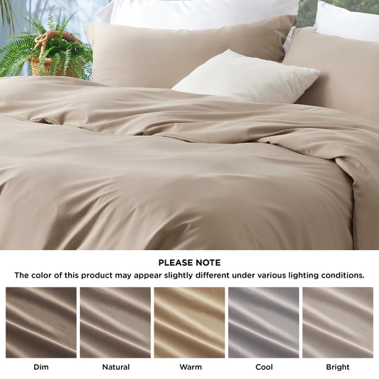 Bedsure Grey Duvet Cover Queen Size - Polyester & Rayon Derived from Bamboo Cooling Queen Duvet Cover Set, 3 Pieces, 1 Zipper Closure Duvet Cover (90"x90") & 2 Pillow Shams, Comforter Sold Separately