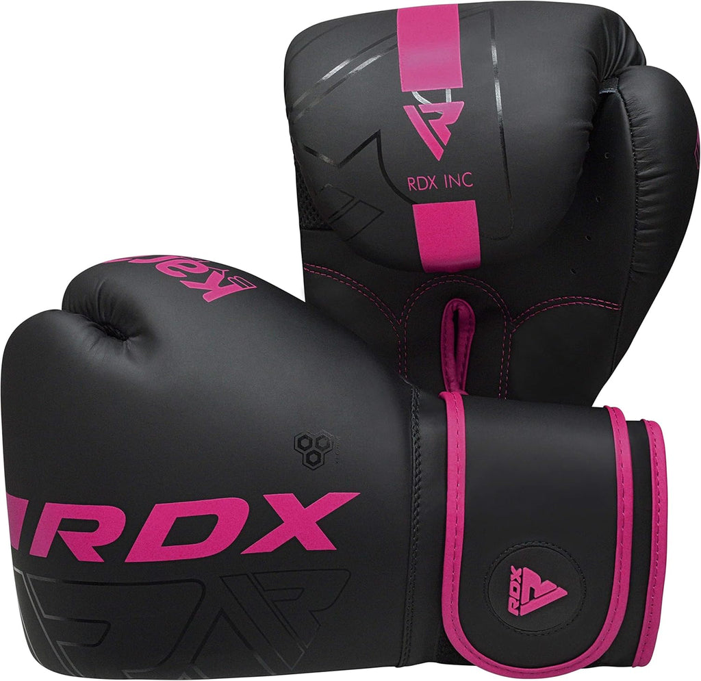 RDX Women Boxing Gloves, Pro Training Sparring, Maya Hide Leather, Muay Thai MMA Kickboxing, Adult, Heavy Punching Bag Focus Mitts Pads Workout, Ventilated Palm, Multi Layered, 8 10 12 14 16 Oz