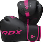 RDX Boxing Gloves, Pro Training Sparring, Maya Hide Leather, Muay Thai MMA Kickboxing, Men Women Adult, Heavy Punching Bag Focus Mitts Pads Workout, Ventilated Palm, Multi Layered, 8 10 12 14 16 18 Oz