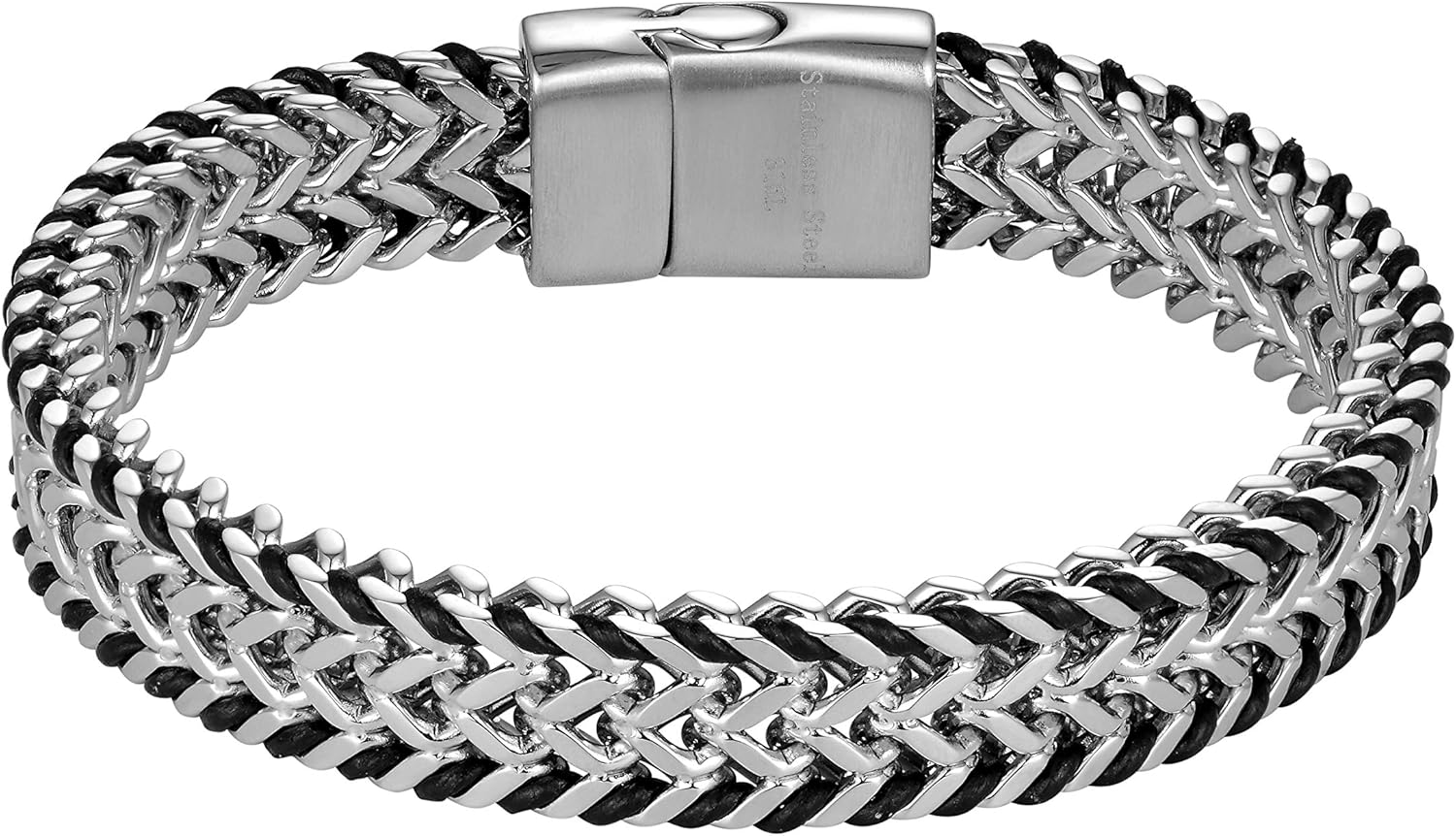 Men's Stainless Steel & Genuine Leather Bracelets – Various Designs in Silver, Black, and Polished Finishes – Rust & Discoloration Resistant – Jewelry Gift or Accessory for Men