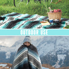Preboun 4 Pcs Large Mexican Yoga Blanket Pack 45 x 70 Inch Thick Woven Camping Picnic Beach Car Travel Throw Blanket Outdoor Patio Mat Towel(Sky Blue, Light Green)