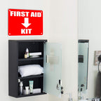 2 Pack First Aid Safety Sign For Emergency Kit, Clear Visible 7" x 10", Easy To Install, Durable Water Resistant for Indoor and Outdoor Use