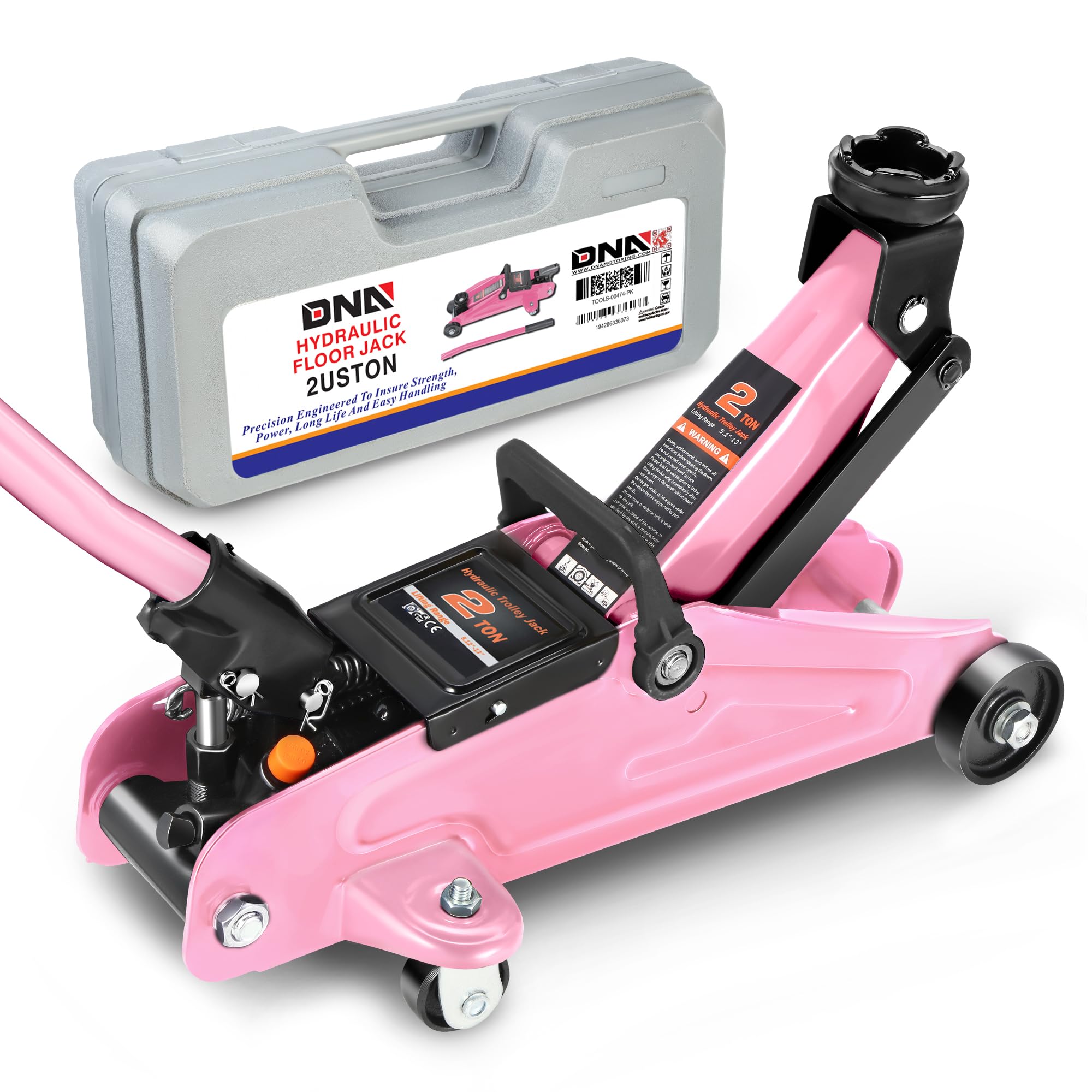 DNA MOTORING TOOLS-00234 Low Profile Hydraulic Trolley Service/Floor Jack, 2 Ton (4000 lbs) Capacity, Lifting Range 5.1"-13", Black